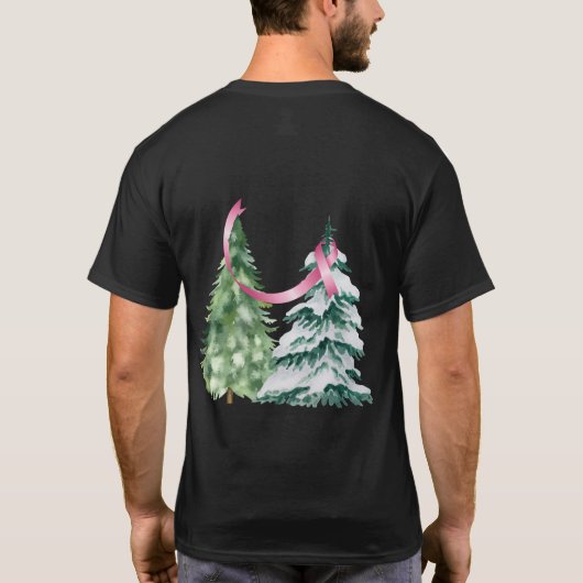 Coquette Kerstboom, Borstkanker Bewustzijn T-shirt (Achterkant)