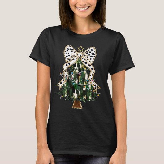 Coquette Kerstboom Girly Bow T-shirt (Voorkant)