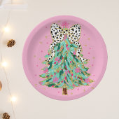 Coquette Kerstboom Roze Papier Borden Papieren Bordje