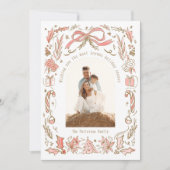 Coquette Kerstfeest Familie Foto Gold Doodle Feestdagenkaart (Voorkant)