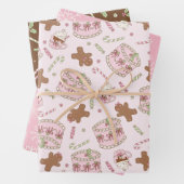 Coquette Kerstmis Gingerbread en Candy Canes Inpakpapier Vel (In situ)