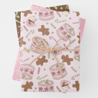 Coquette Kerstmis Gingerbread en Candy Canes Inpakpapier Vel