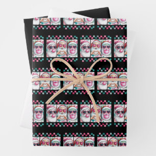 Coquette Kerstmis Kerstman Boog Retro Preppy Kerst Inpakpapier Vel
