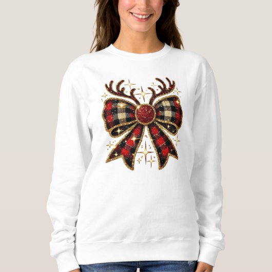 Coquette Kerstmis Rendier Bow Sweatshirt (Voorkant)