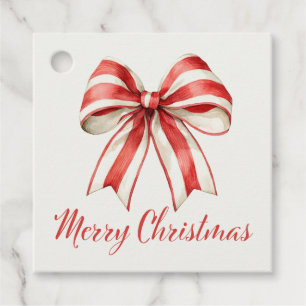 Coquette Kerstmis Rood & Witte Candy Cane Strik Bedankjes Labels