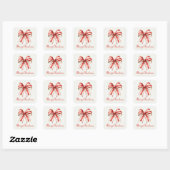 Coquette Kerstmis Rood & Witte Candy Cane Strik Vierkante Sticker (Vel)
