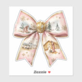 Coquette Kerstmiskerststal Bow Sticker (Vel)