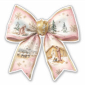 Coquette Kerstmiskerststal Bow Sticker (Voorkant)