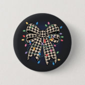 Coquette Kerstverlichting Bow Vrolijk Kerstfeest Ronde Button 5,7 Cm (Voorkant)