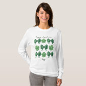 Coquette klavers en groene bogen met witte Stippen T-shirt (Voorkant volledig)