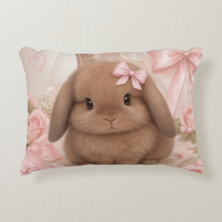 coquette konijn roze boog worp kussen