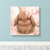 coquette konijn roze strik muurkunst canvas afdruk (Insitu (Houten vloer))