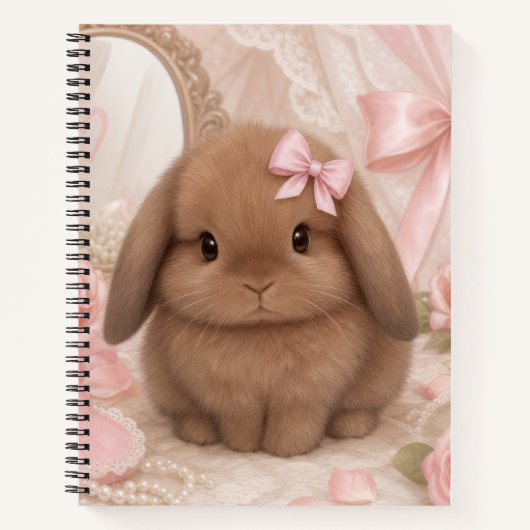 coquette konijn roze strik notitieboek (Voorkant)