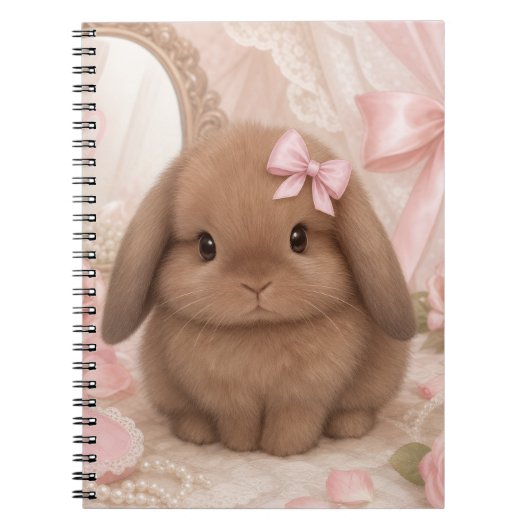coquette konijn roze strik notitieboek (Voorkant)