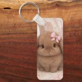 coquette konijn roze strik sleutelhanger (Voorkant)