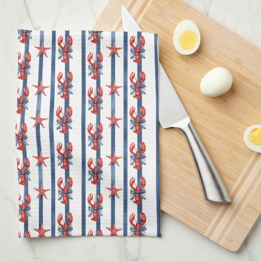 Coquette Kreeften & Zeesterren Theedoek (Quarter Fold)