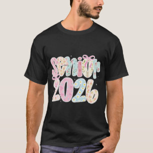 Coquette Lace Floral Pastel Senior 2026 Senior 26 T-shirt