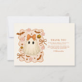 Coquette Lace Ghost Halloween 1st Birthday Bedankkaart (Voorkant)