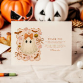 Coquette Lace Ghost Halloween 1st Birthday Bedankkaart