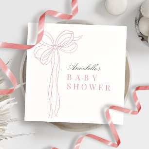 Coquette Lange Roze Strik Lint Meisje Baby Borrel Servet