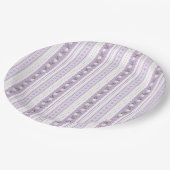 Coquette Lavender Scallop Floral Stripe Papieren Bordje (Gekanteld)