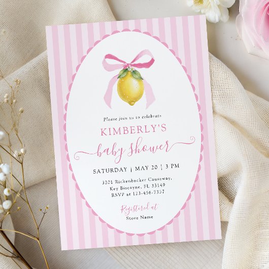 Coquette Lemon Baby Shower Kaart