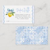 Coquette Lemon Baby shower Wavy Luier Raffle Informatiekaartje (Voorkant / Achterkant)