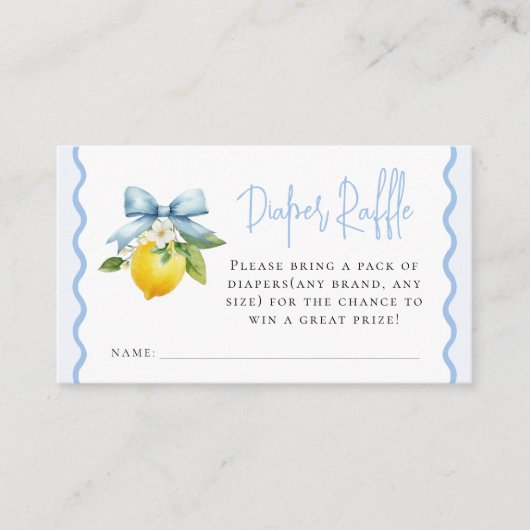 Coquette Lemon Baby shower Wavy Luier Raffle Informatiekaartje (Voorkant)