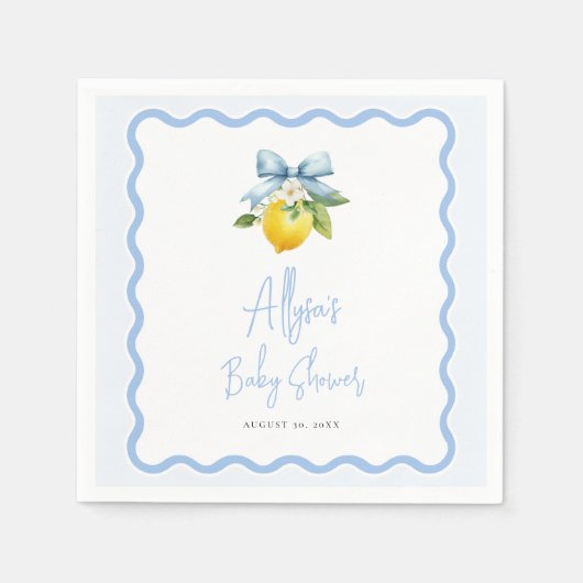 Coquette Lemon Ciao Baby Wavy Border Baby shower Servet (Voorkant)
