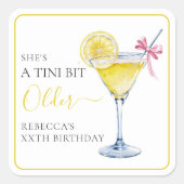 Coquette Lemon Cocktail A Tini Bit Older Birthday Vierkante Sticker (Voorkant)