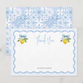 Coquette Lemon Italiaans Wavy Baby shower Bedankkaart (Voorkant / Achterkant)