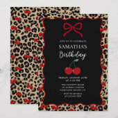 Coquette Leopard Cheetah Girl Birthday Invitation Kaart (Voorkant / Achterkant)
