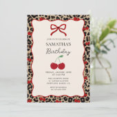 Coquette Leopard Cheetah Girl Birthday Invitation Kaart (Staand voorkant)