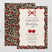Coquette Leopard Cheetah Girl Birthday Invitation Kaart (Voorkant / Achterkant)