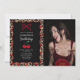 Coquette Leopard Cheetah Girl Birthday Photo Kaart