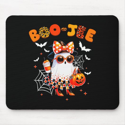 Coquette Leopard Ghost Coffee Boo-jee Halloween Bo Muismat (Voorkant)