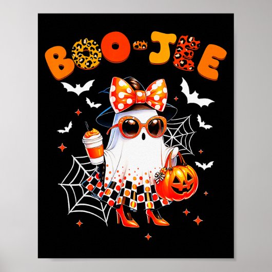 Coquette Leopard Ghost Coffee Boo-jee Halloween Bo Poster (Voorkant)