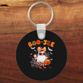 Coquette Leopard Ghost Coffee Boo-jee Halloween Bo Sleutelhanger (Voorkant)