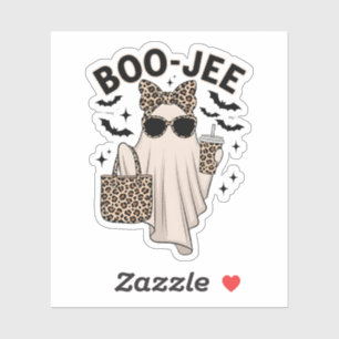 Coquette Leopard Ghost Coffee Boo-JEE Halloween Bo Sticker