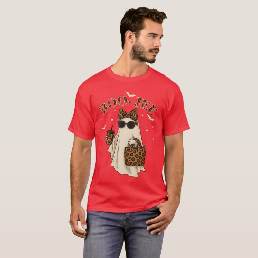 Coquette Leopard Ghost Coffee Boo JEE Halloween Bo T-shirt (Voorkant volledig)