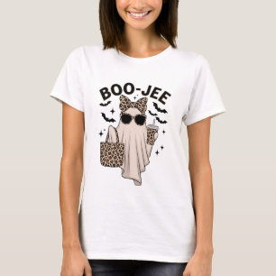 Coquette Leopard Ghost Coffee Boo-JEE Halloween Bo T-shirt