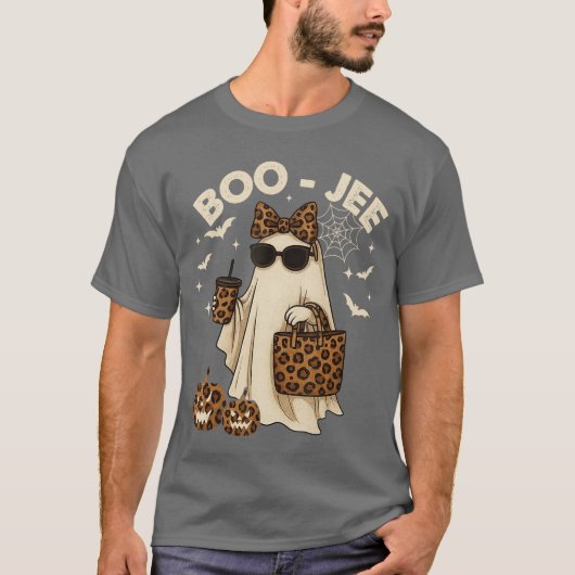 Coquette Leopard Ghost Coffee Boo JEE Halloween Bo T-shirt (Voorkant)