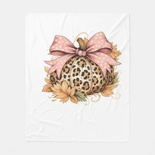 Coquette Leopard Pompoen met Roze Bow – Glam Herfs Fleece Deken