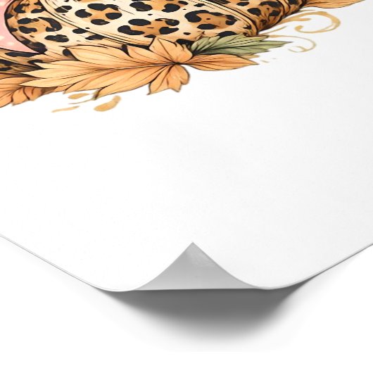 Coquette Leopard Pompoen met Roze Bow – Glam Herfs Poster (Hoek)