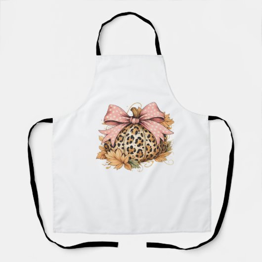 Coquette Leopard Pompoen met Roze Bow – Glam Herfs Schort (Voorkant)