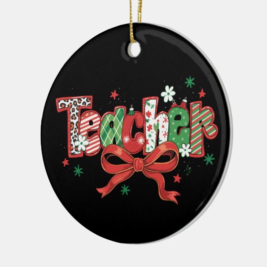 Coquette Leraar Kerst Crayon Vrolijk Kerstfeest Keramisch Ornament (Links)