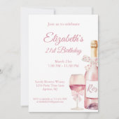 Coquette Licht Roze Bogen en Wijn 21e Verjaardag Kaart (Voorkant)