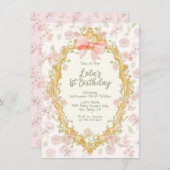 Coquette  Lijst Roze Bow Toile Verjaardag Kaart (Voorkant / Achterkant)