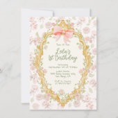 Coquette  Lijst Roze Bow Toile Verjaardag Kaart (Voorkant)