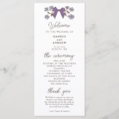 Coquette Lila Bows Wedding Ceremony Programma Programmakaart (Voorkant)